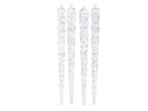 Deco noel a suspendre stalactite plastique tansparent fluorescent l15cm d1,5cm