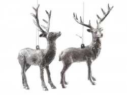 Deco noel a suspendre renne suspendre plastique argent 14x11x5cm 2 variantes