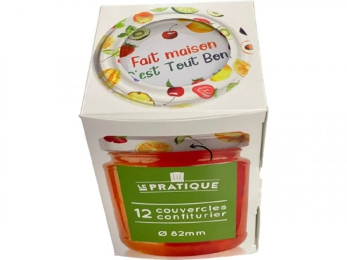 lot de 12 couvercles confiturier to d82 mm décor fruits