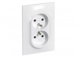 Double Prise Avec Terre Vertical Neptune, Blanc, Legrand