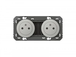 Double Prise Avec Terre Dooxie, Legrand, Aluminium