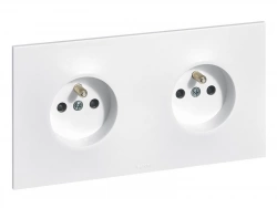 Double Prise Avec Terre Horizontal Neptune, Blanc, Legrand