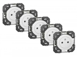Lot De 5 Prises Avec Terre Dooxie, Legrand, Blanc
