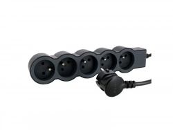 Multiprise Filaire Compact, 5 Prises Noir Legrand, 1,5M