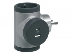 Triplite Usb Murale Compact, 2 Prises Aluminium Legrand