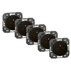 Lot de 5 prises avec terre, à assembler Dooxie, LEGRAND, noir