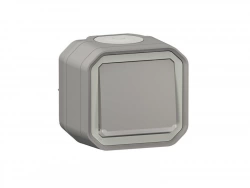 Poussoir étanche à voyant, lumineux prêt à poser, LEGRAND Plexo, gris
