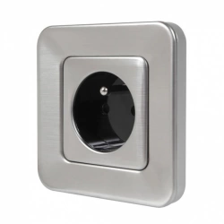 Prise avec terre City, inox brossé, LEXMAN