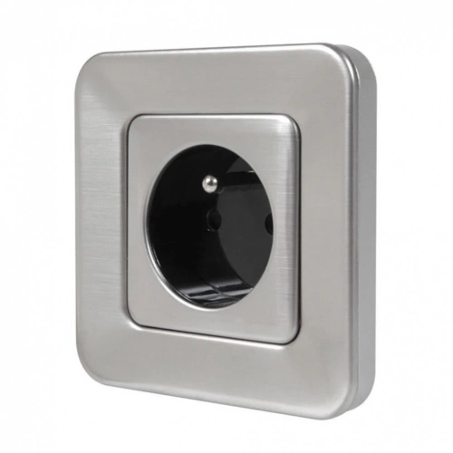 Prise avec terre City, inox brossé, LEXMAN