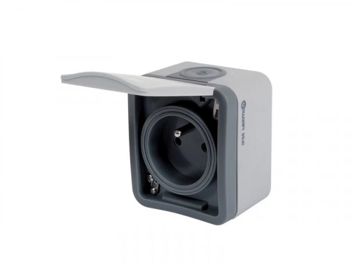 Prise avec terre étanche Extrem, LEXMAN, gris