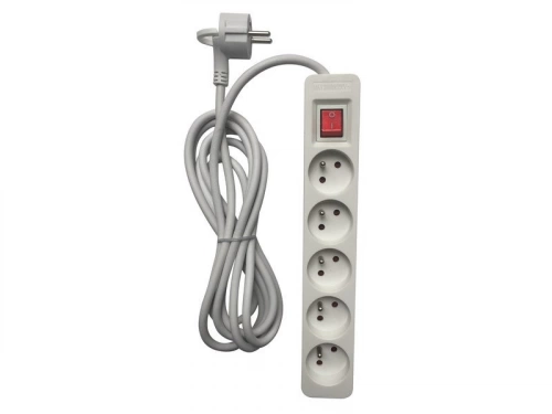 Multiprise filaire à 5 prises, LEXMAN, L.3 m blanc