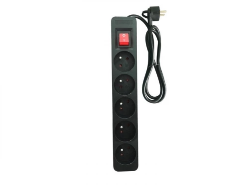 Multiprise filaire à 5 prises, LEXMAN, L.1.5 m noir