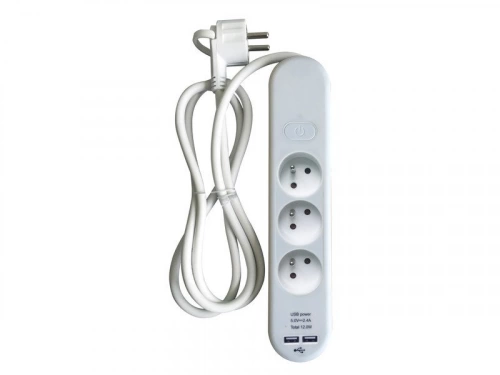 Multiprise Usb Filaire, 3 Prises Blanc, 1.5M, Lexman