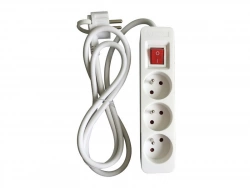 Multiprise filaire à 3 prises, LEXMAN, L.1.5 m blanc