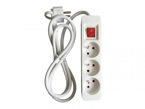 Multiprise filaire à 3 prises, LEXMAN, L.1.5 m blanc