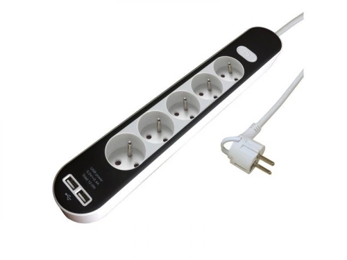 Multiprise Usb Filaire, 5 Prises Blanc / Noir, 1.5M, Lexman