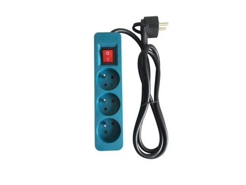 Multiprise Filaire, 3 Prises Bleu,1.5M, Lexman