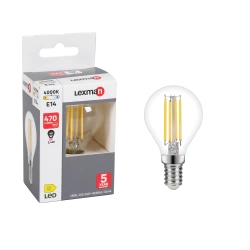 Ampoule led à filament sphérique E14, 470Lm = 40W, blanc neutre, LEXMAN