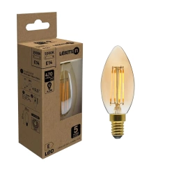 Ampoule led à filament déco, flamme, E14, 470Lm = 40W, blanc très chaud, LEXMAN