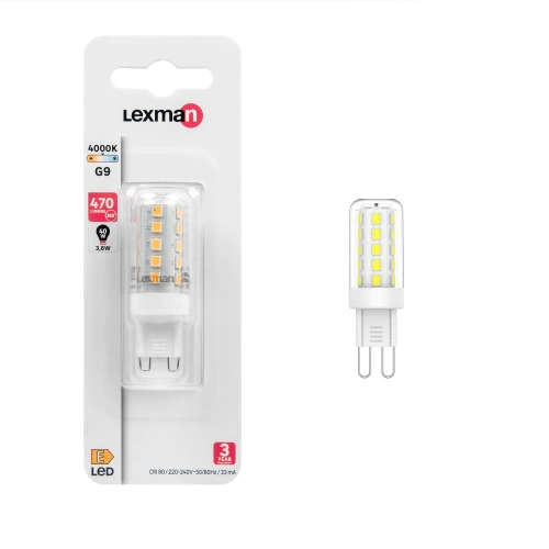 Ampoule led, capsule G9, 470lm = 40W, blanc neutre, LEXMAN