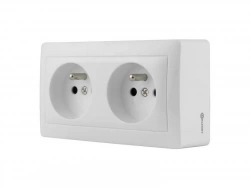 Double prise saillie surface, LEXMAN, blanc