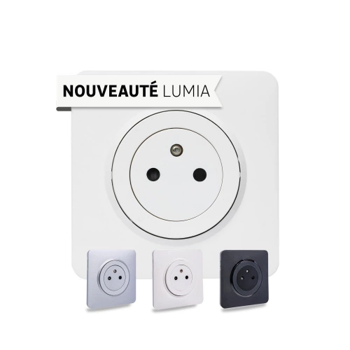 Prise avec terre affleurante, complet, LEXMAN Lumia, blanc