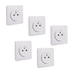 Lot de 5 prises avec terre, complet Lumia, LEXMAN, blanc