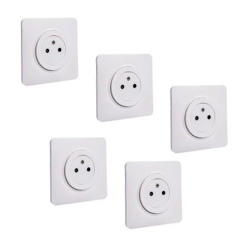 Lot de 5 prises avec terre, complet Lumia, LEXMAN, blanc