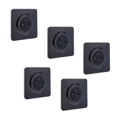Lot de 5 prises avec terre, complet Lumia, LEXMAN, black