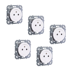 Lot de 5 prises avec terre, à assembler Lumia, LEXMAN, blanc