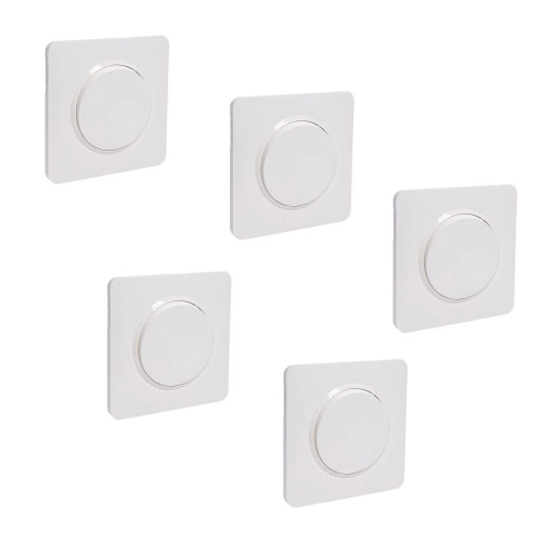 Lot de 5 interrupteurs va-et-vient avec plaque complet, LEXMAN Lumia, blanc