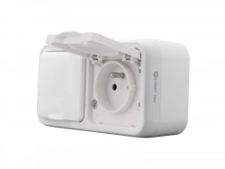 Double prise avec terre étanche Trail, LEXMAN, blanc