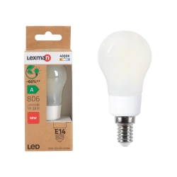 Ampoule led, sphérique, E14, 806lm, classe énergétique A, blanc neutre, LEXMAN