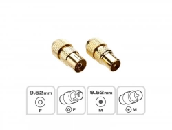 Lot de 2 fiches coaxiale tv, 9,52mm, mâle/femelle, or, LEXMAN