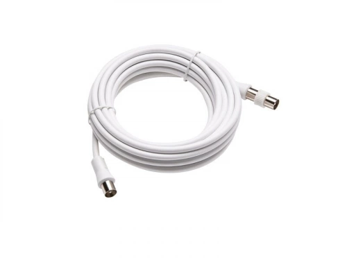 Cordon coaxial 9,5mm,  5m, femelle/mâle+adaptateur mâle/mâle, LEXMAN
