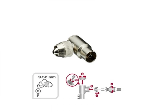 Fiche coudée blindée, 9,52mm, femelle, LEXMAN