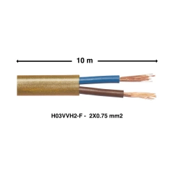 Câble électrique h03vvhf, LEXMAN, 2 x 0.75 mm2 or 10 m