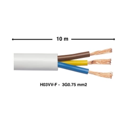 Câble ho3vvf 3g0.75  blanc  10 métres