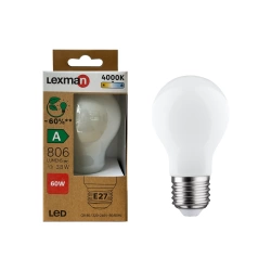 Ampoule led, E27, 806lm = 60W, classe énergétique A, blanc neutre, LEXMAN