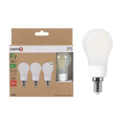 3 ampoules led, sphérique E14, 806lm, classe énergétique A, blanc neutre, LEXMAN