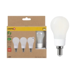 3 ampoules led, sphérique E14, 806lm, classe énergétique A, blanc chaud, LEXMAN