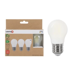 3 ampoules led, sphérique E27, 806lm, classe énergétique A, blanc neutre, LEXMAN