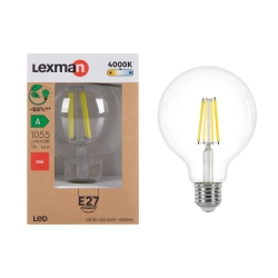 Ampoule led, globe 95mm E27, 1055lm, classe énergétique A, blanc neutre, LEXMAN