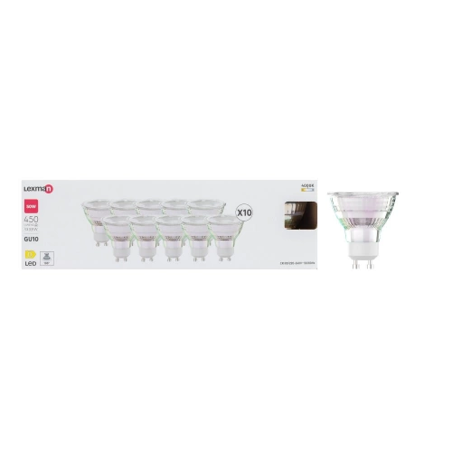 Lot de 10 ampoules led réflecteur GU10, 450lm = 50W, blanc neutre, LEXMAN