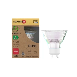 Ampoule led, réflecteur GU10, 450lm, classe énergétique A, blanc chaud, LEXMAN