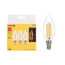 Lot de 3 ampoules led à filament E14, 806Lm = 5.9W, LEXMAN