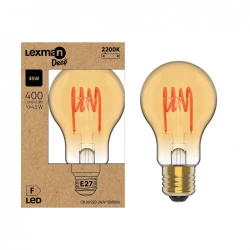 Ampoule led décorative, filament spirale, E27, 400lm, blanc très chaud, LEXMAN