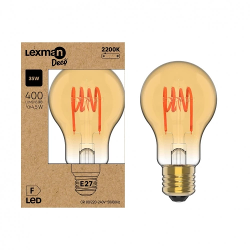 Ampoule led décorative, filament spirale, E27, 400lm, blanc très chaud, LEXMAN