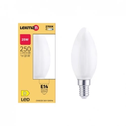 Ampoule led, flamme, E14, 250lm = 25W, blanc chaud, LEXMAN