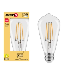 Ampoule led edison verre e27 3,4w=40w 470lm claire 2700k LEXMAN